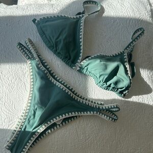 Hollister Green Bikini with White Trim